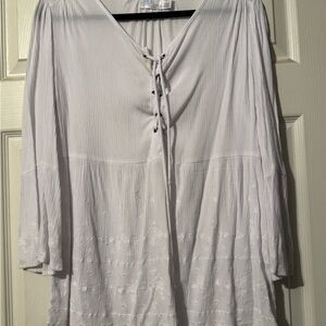 Women's White Lace-Up Top